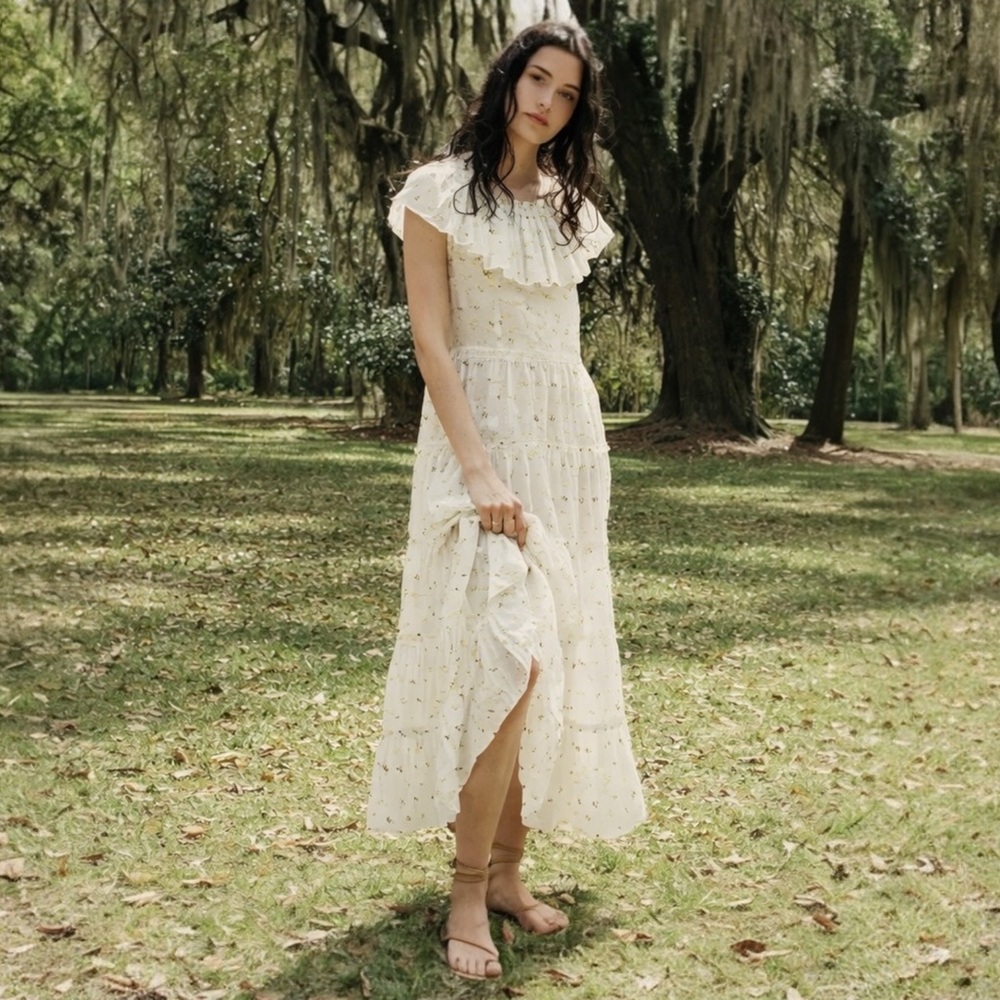 Doen Cream Floral Maxi Dress
